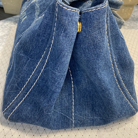 PRADA Canapa Large Denim Tote Hand Bag and Cards - Picture 5 of 13